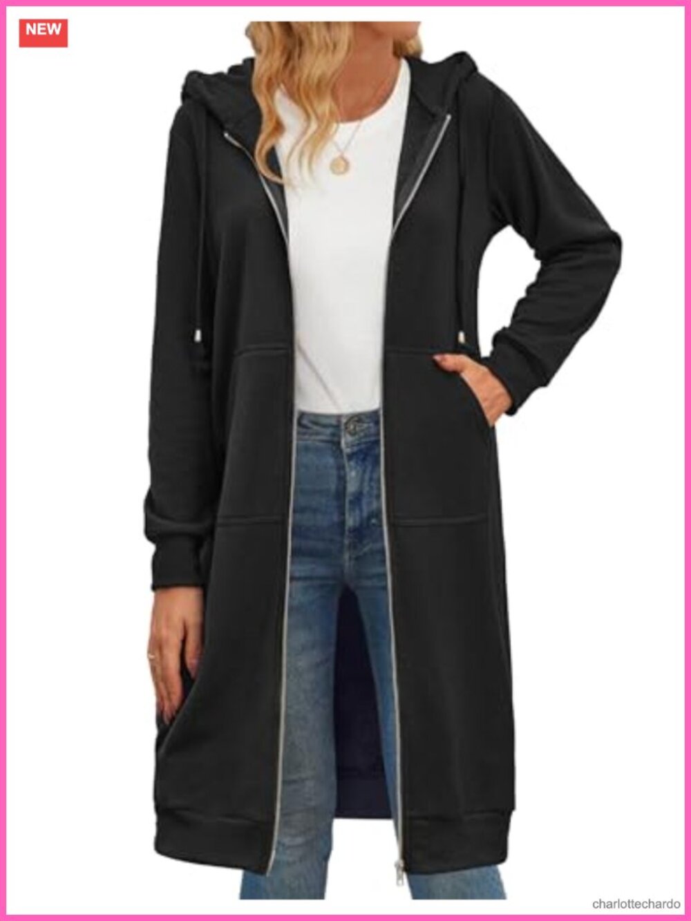 Women's Fleece Zip Up Hoodie Oversized Long Tunic Sweatshirt with Pockets